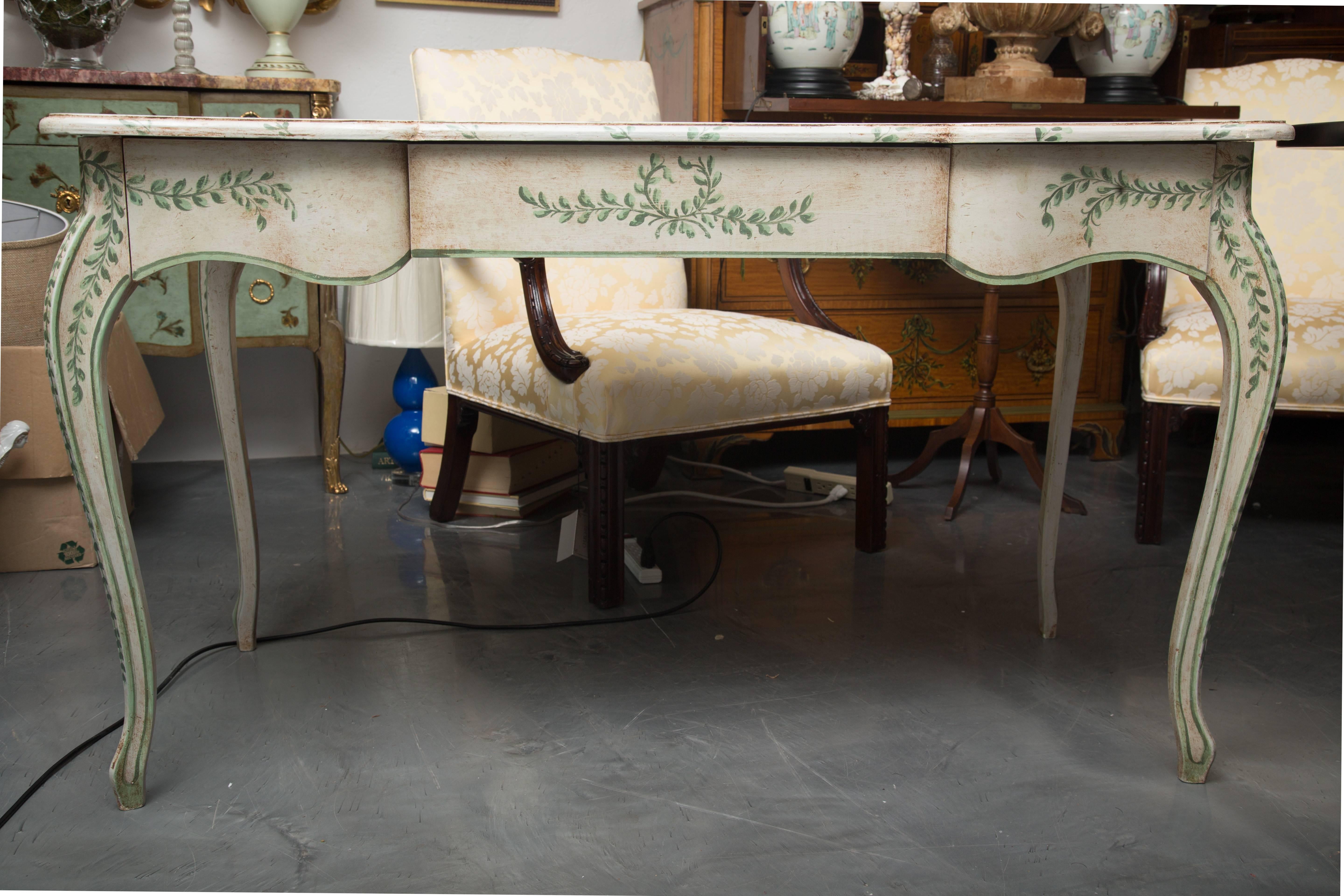 Wood Louis XV Style Painted Writing Table