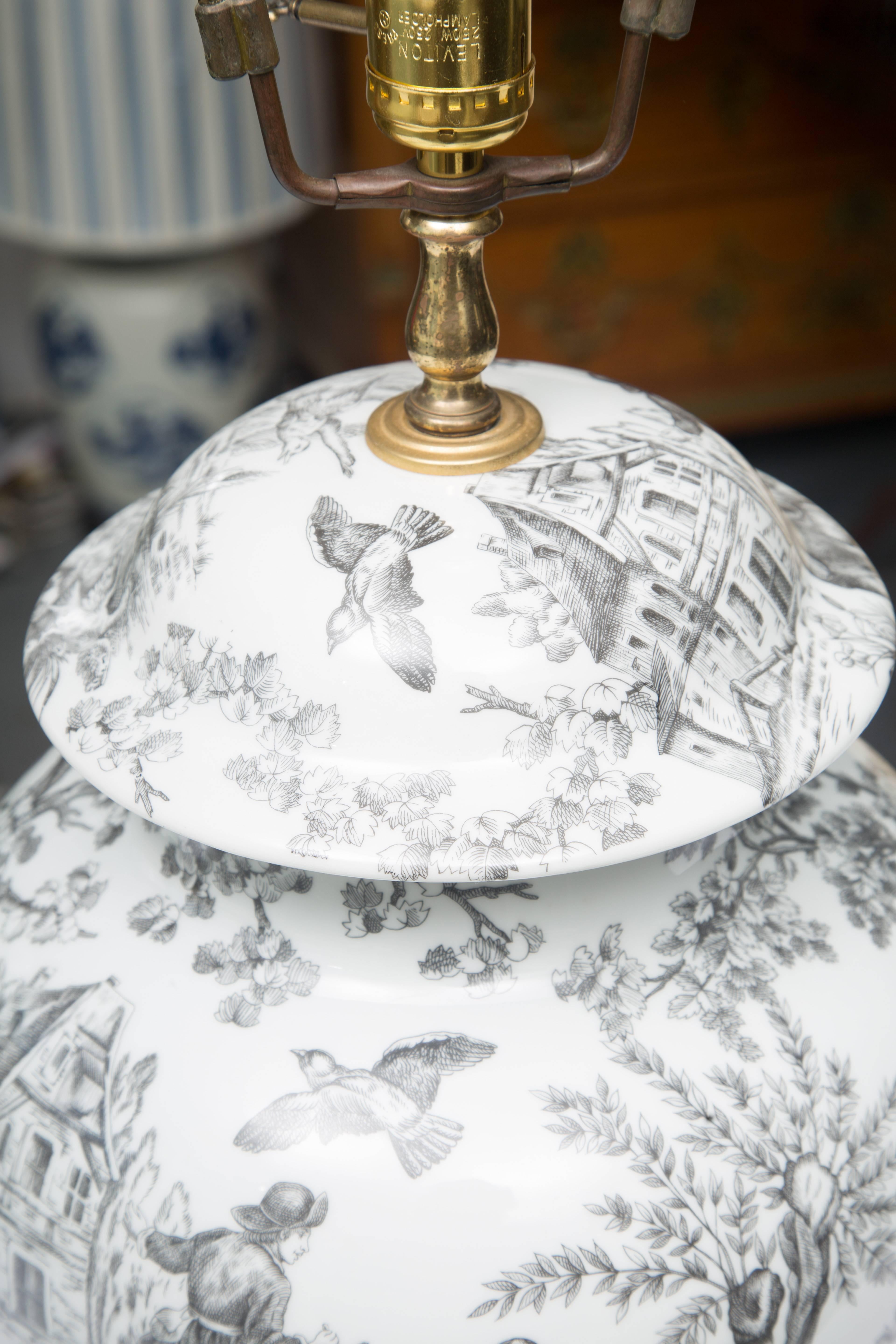 Other Black and White French Toile Motif Lamp