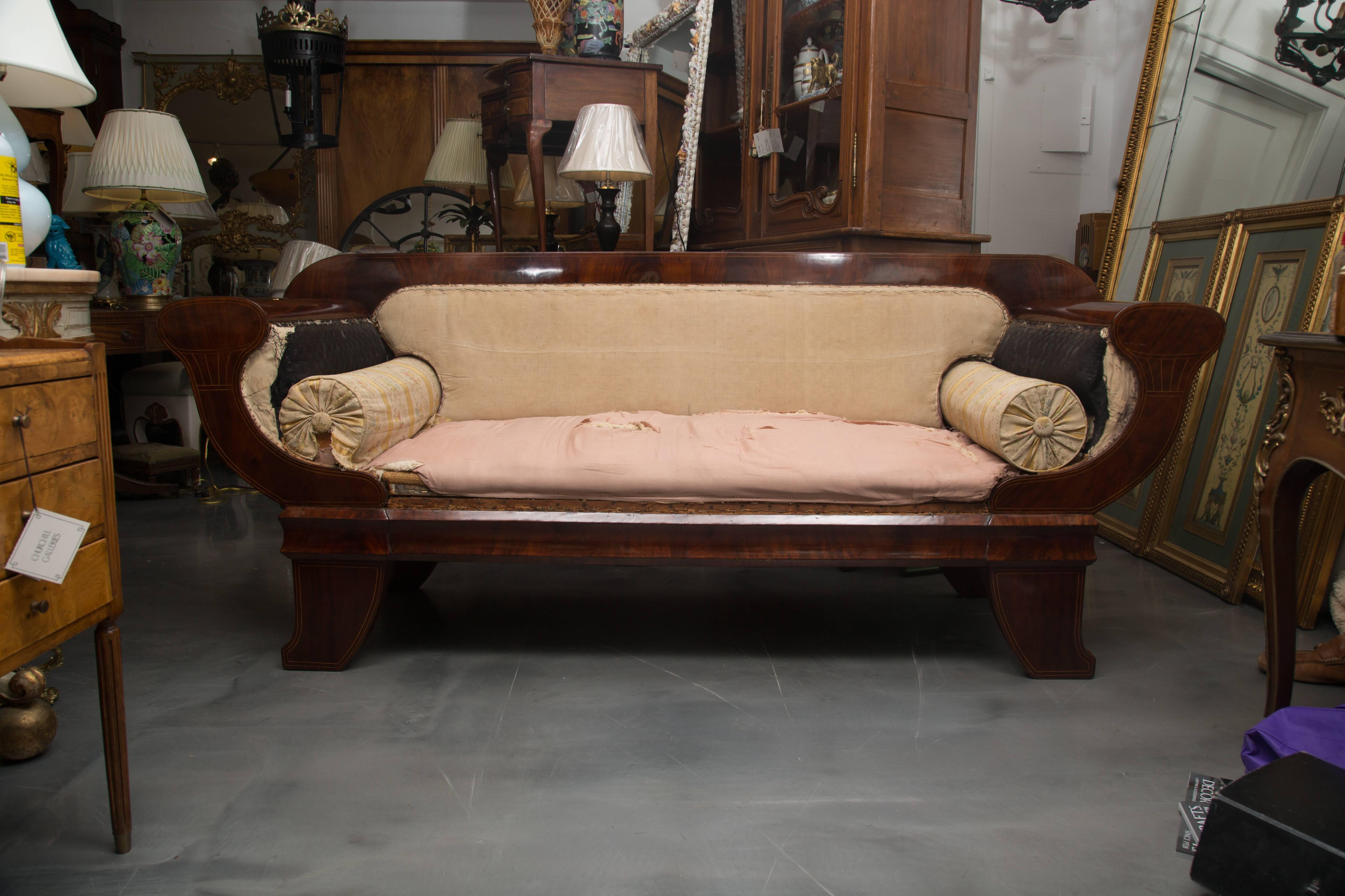 Hand-Crafted 19th Century Mahogany Biedermeirer Sofa