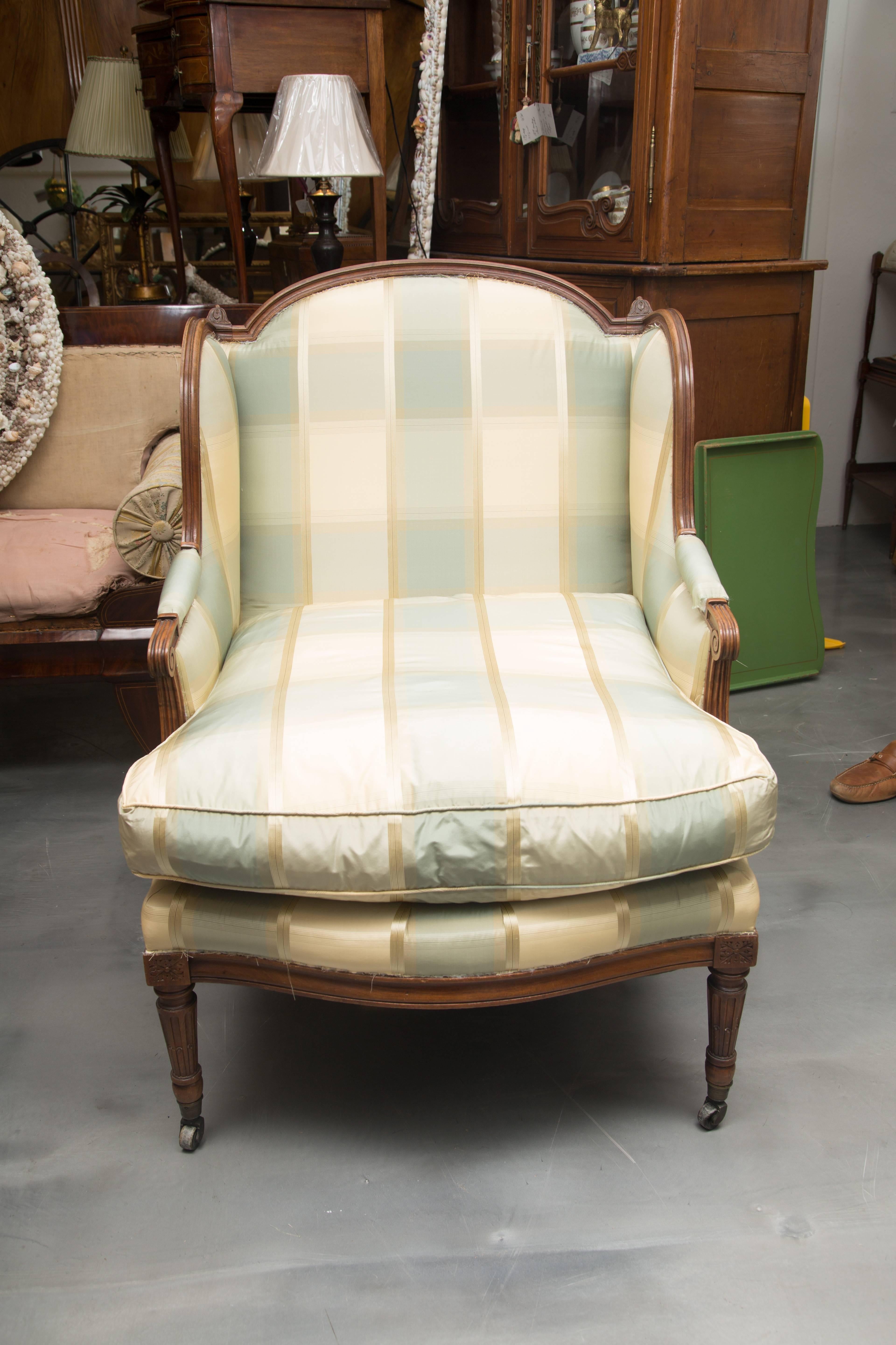 Stained Louis XVI Style Upholstered Chaise