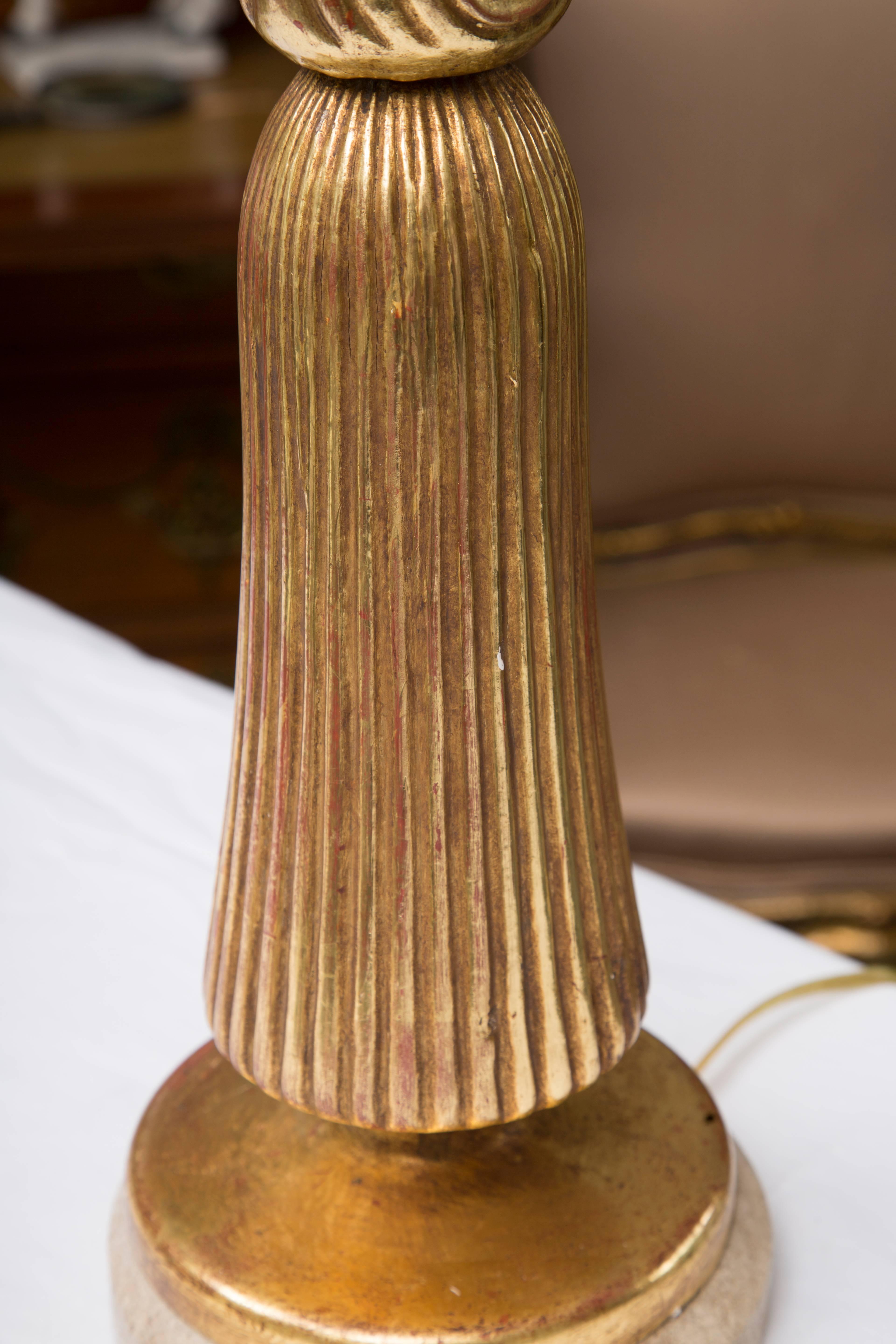 Hand-Carved Giltwood Deco Style Table Lamp