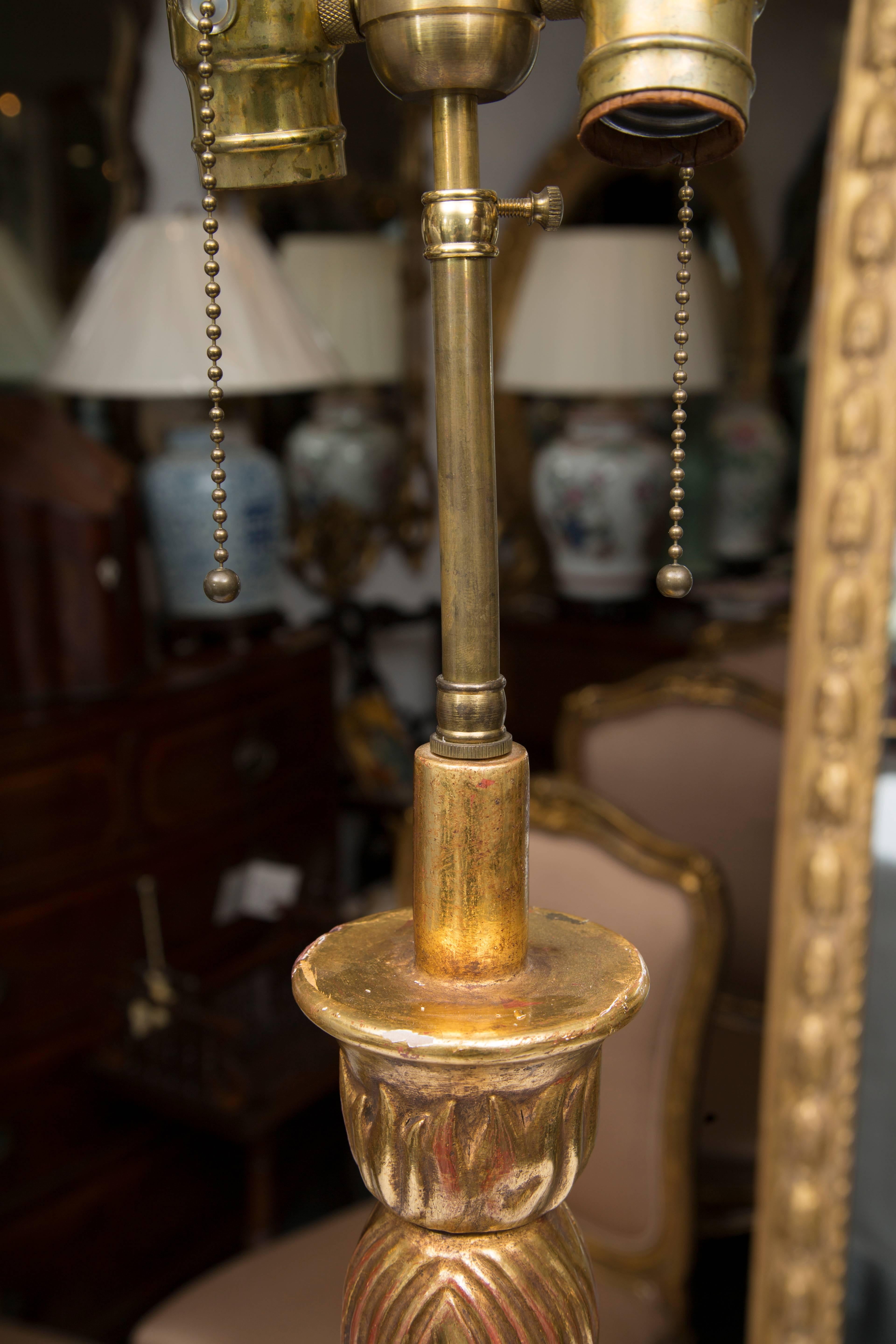 Giltwood Deco Style Table Lamp In Good Condition In WEST PALM BEACH, FL