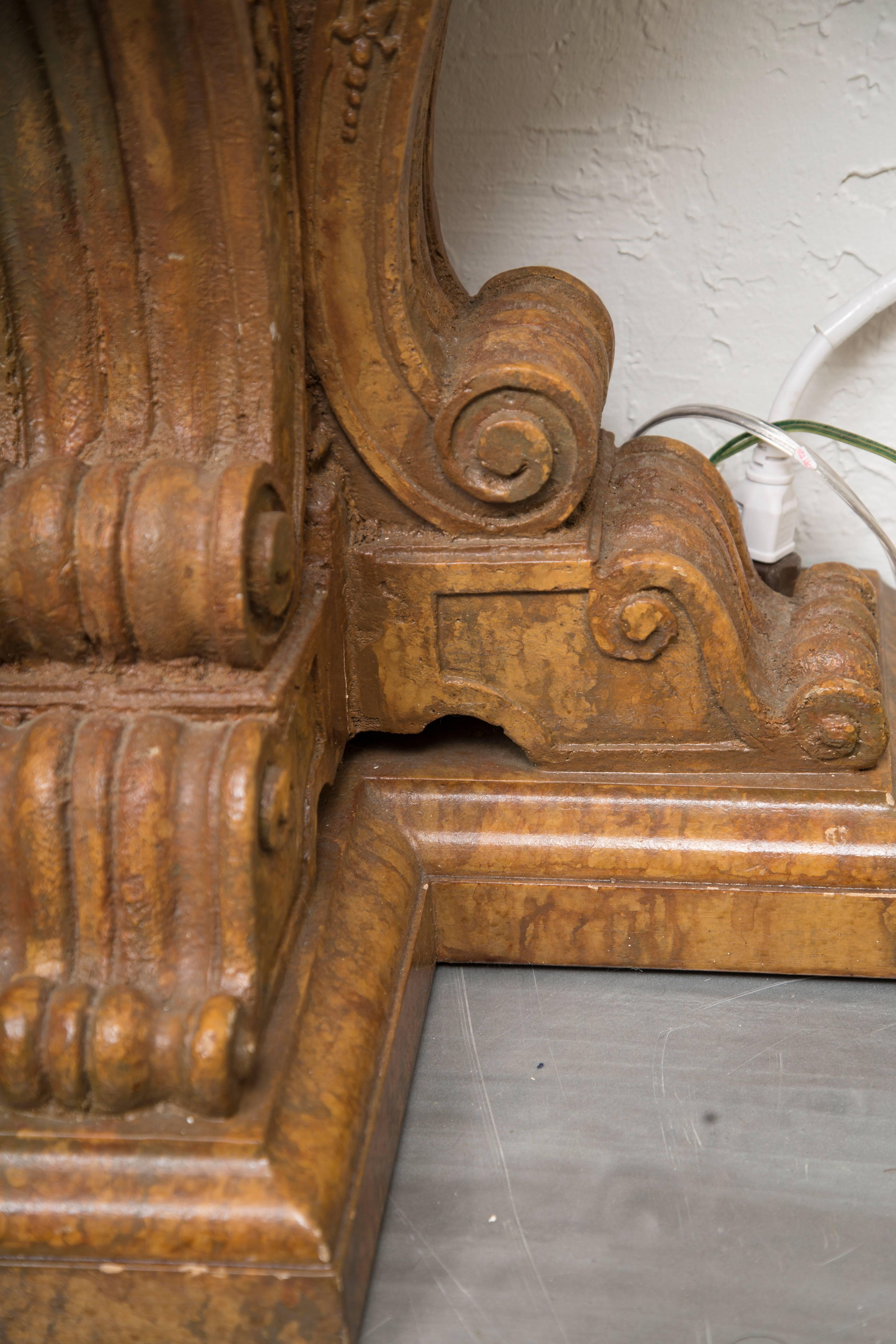 Stunning Faux Marble Italian Renaissance Style Console In Good Condition For Sale In WEST PALM BEACH, FL