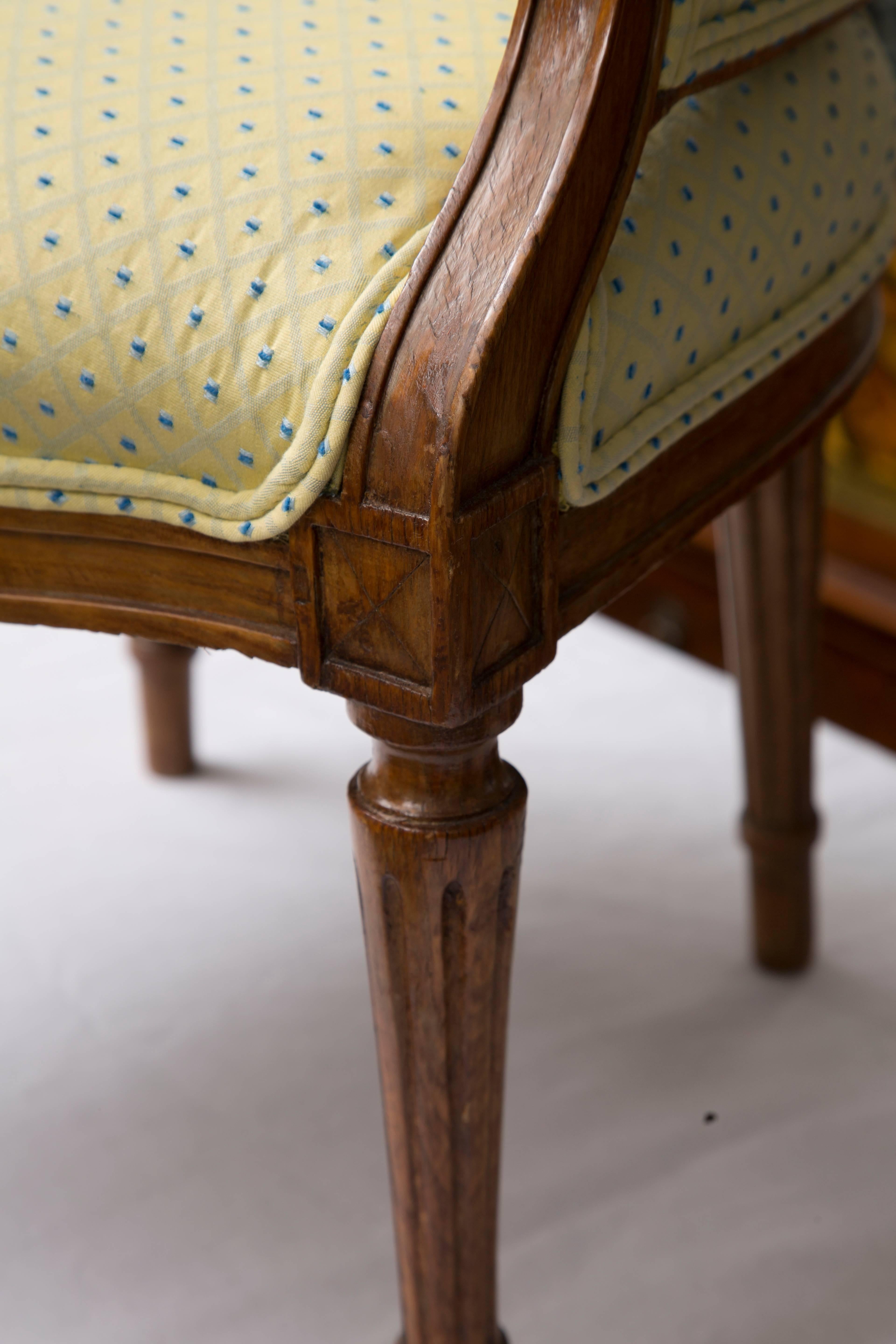 Hand-Crafted Pair of Diminutive Louis XVI Beechwood Wing Chairs