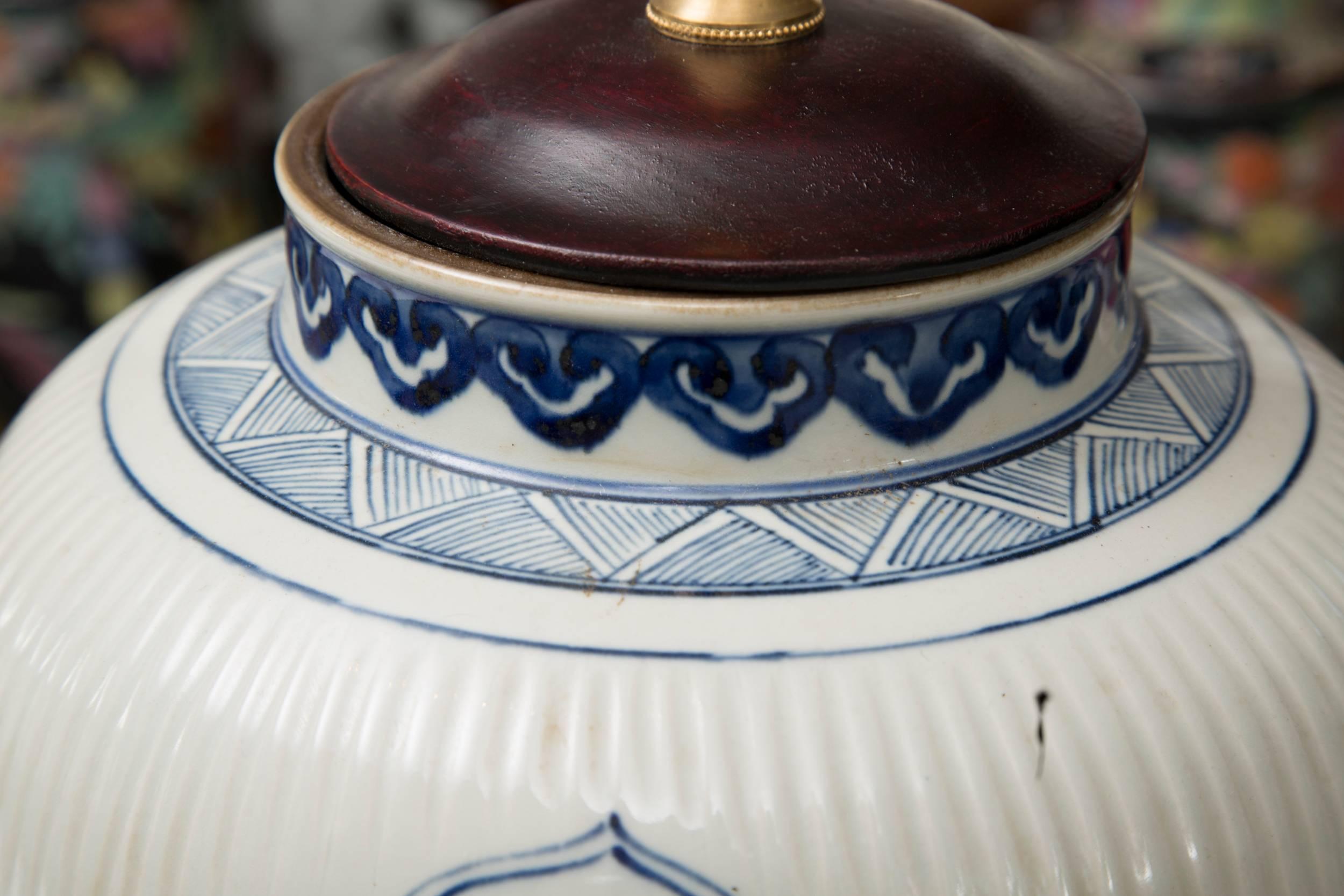 Porcelain Chinese Blue and White Lamp