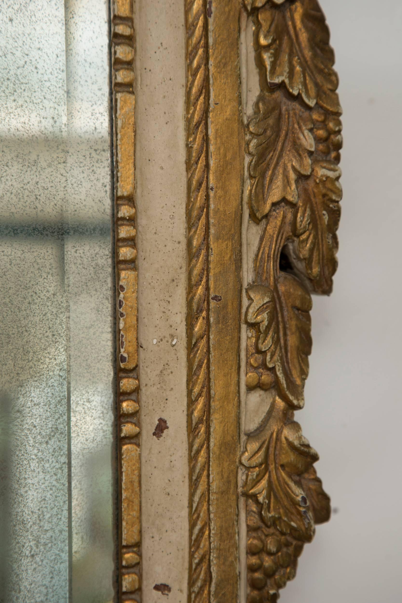 Unknown Louis XVI Style Parcel-Gilt and Cream-Painted Wall Mirror