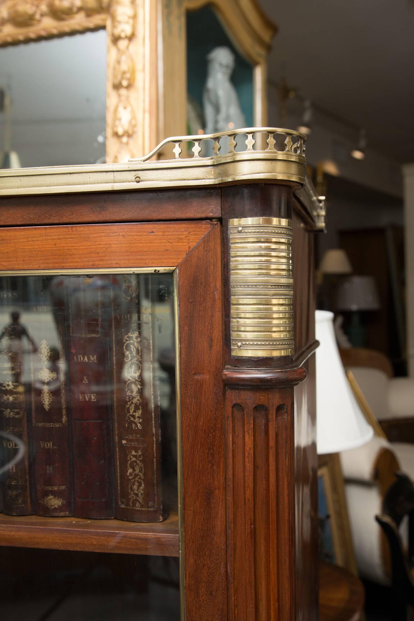 19th Century, Louis XVI Style Mahogany Bookcase In Good Condition In WEST PALM BEACH, FL