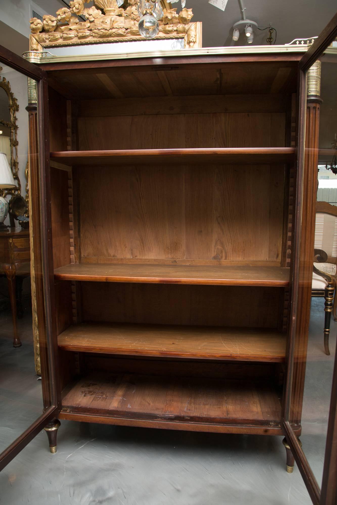 Brass 19th Century, Louis XVI Style Mahogany Bookcase