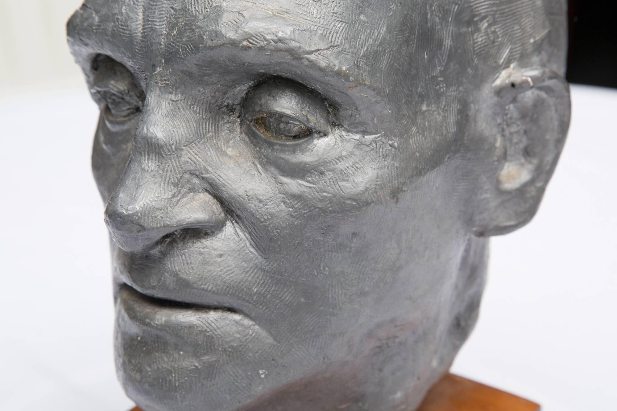 Hand-Crafted Lead Bust of a Gentleman For Sale