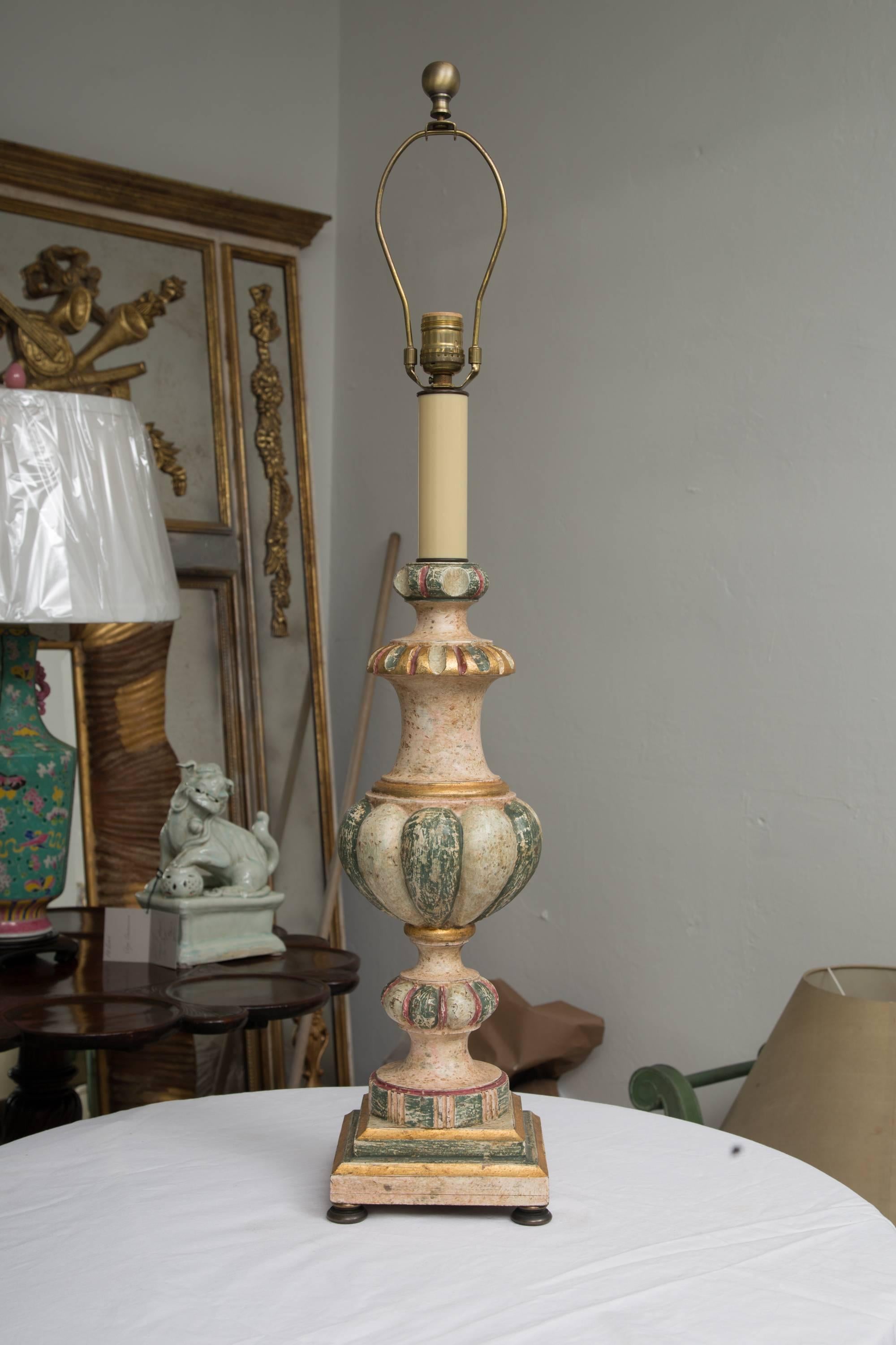 20th Century Pair of Polychromed Italian Architectural Elements as Lamps