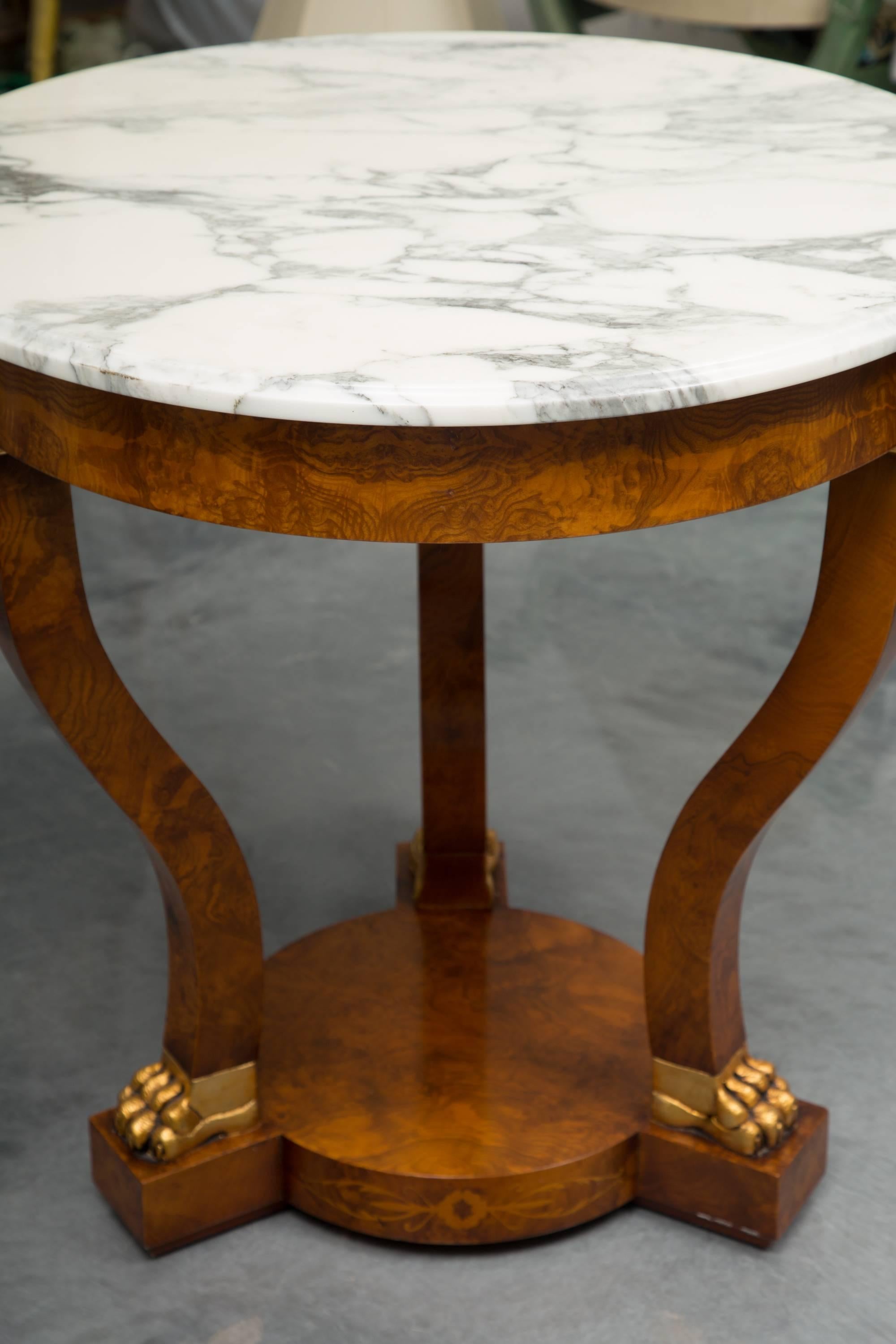 Empire Style Walnut Circular Table In Good Condition In WEST PALM BEACH, FL