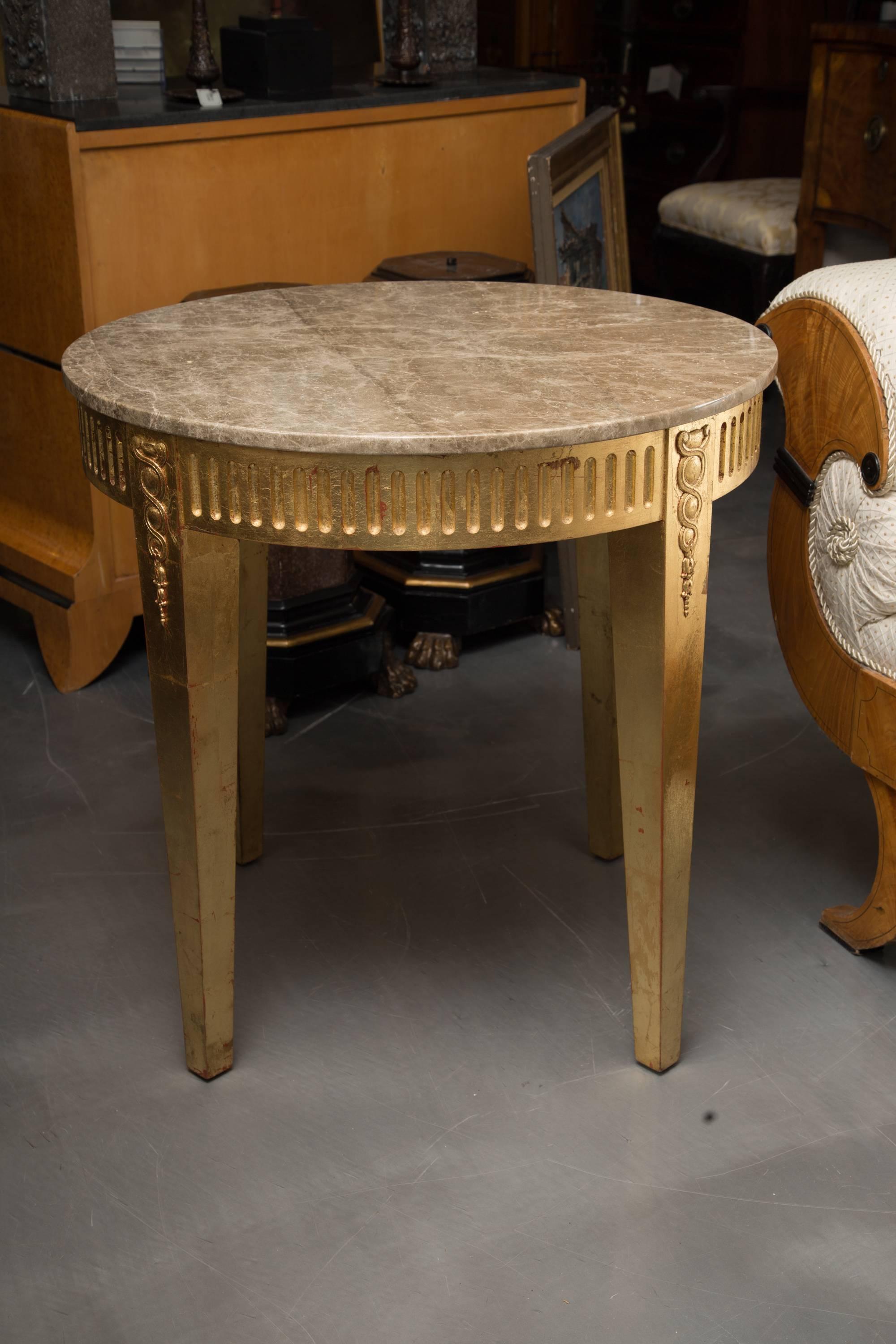 Pair of Giltwood Louis XVI Style Circular Tables 3