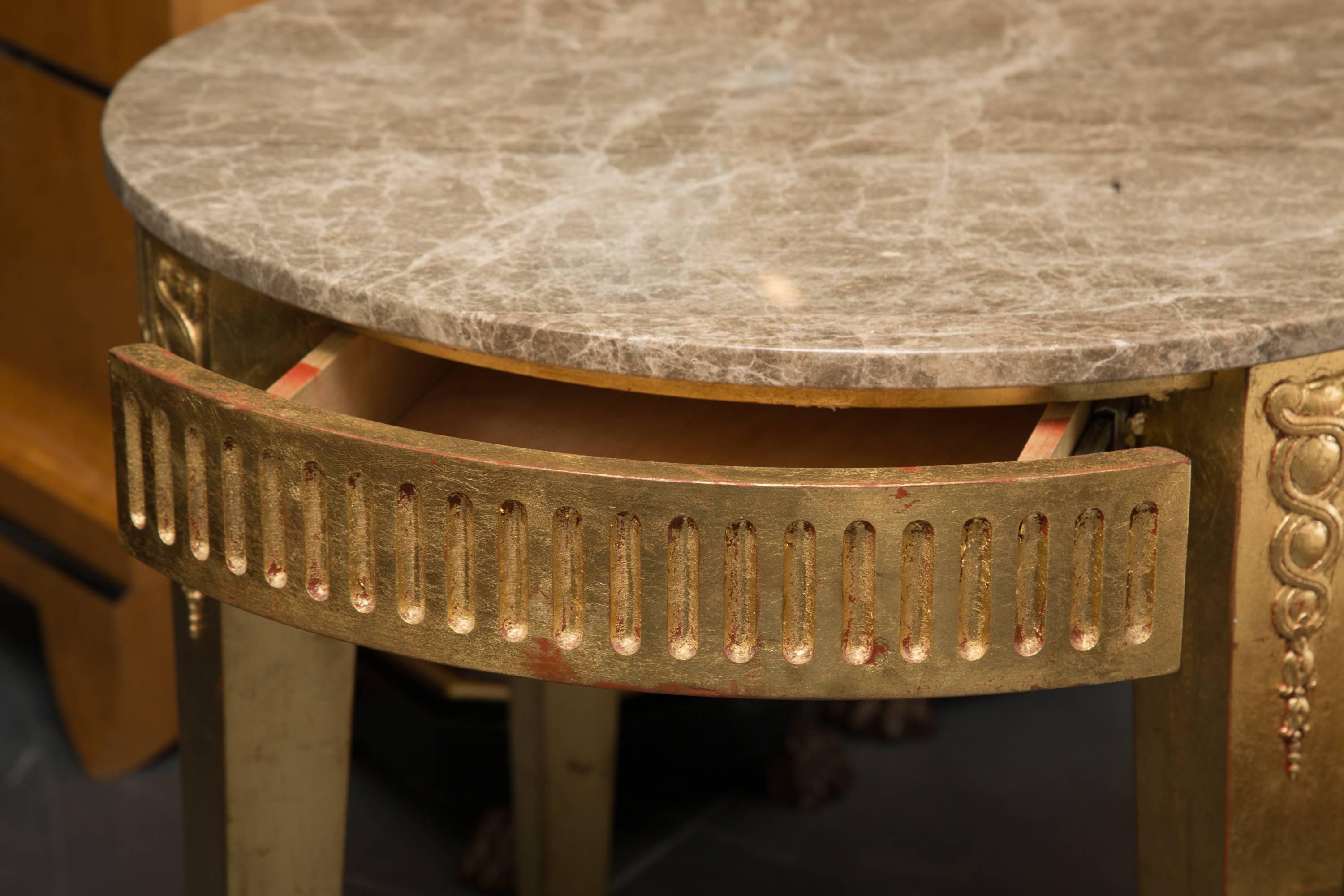 Pair of Giltwood Louis XVI Style Circular Tables In Good Condition In WEST PALM BEACH, FL