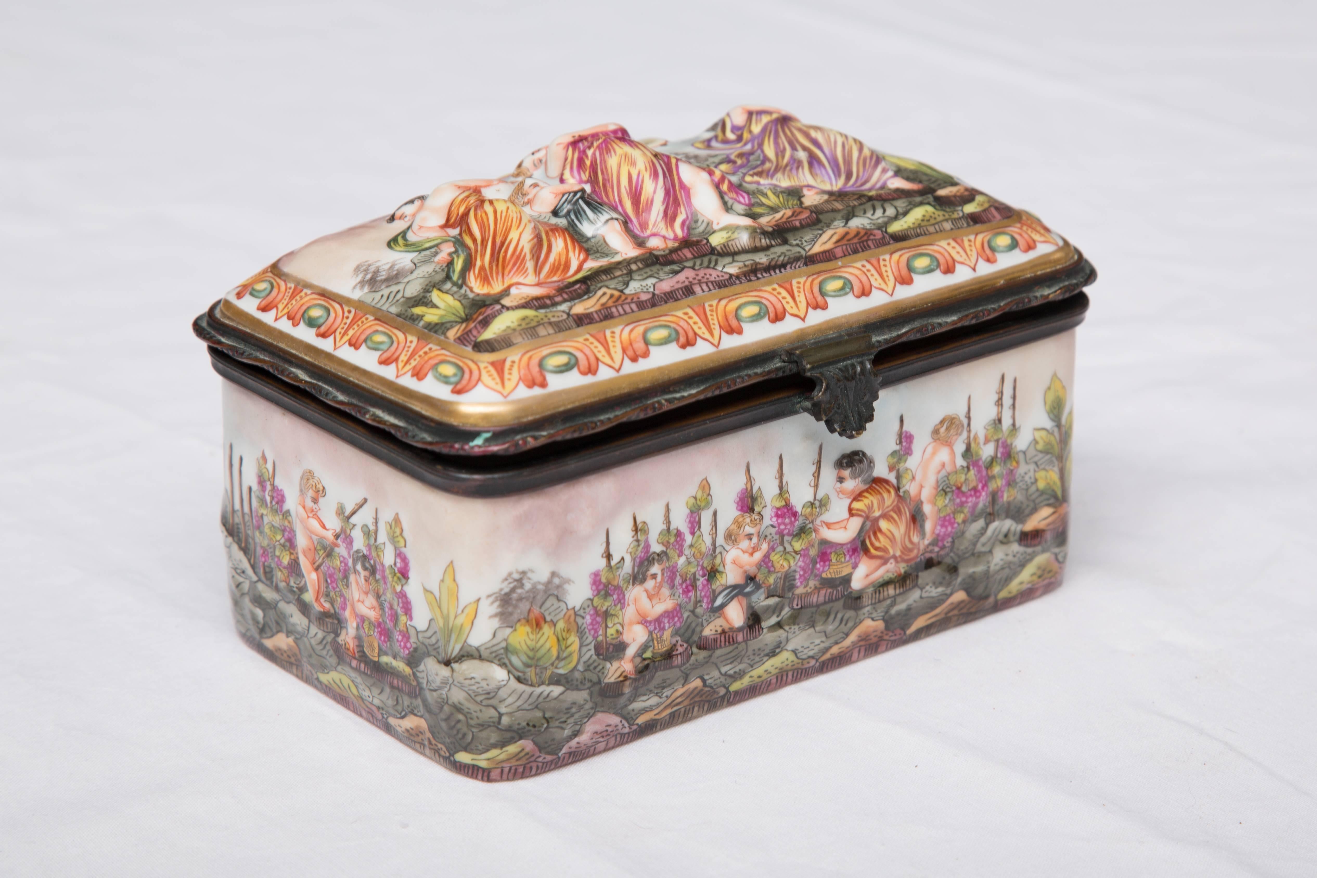 Italian Capodimonte Porcelain Decorated Lidded Box