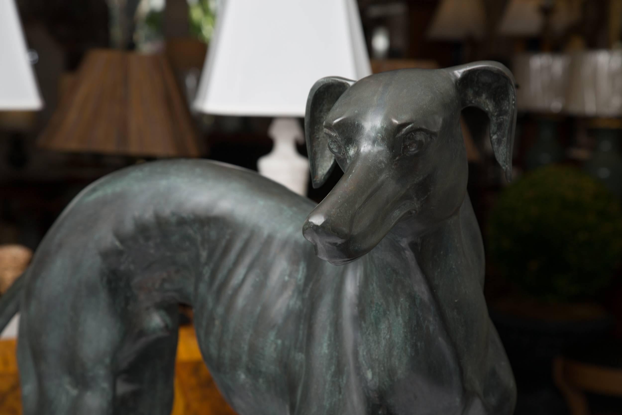 20th Century Bronzed Whippet In Good Condition In WEST PALM BEACH, FL