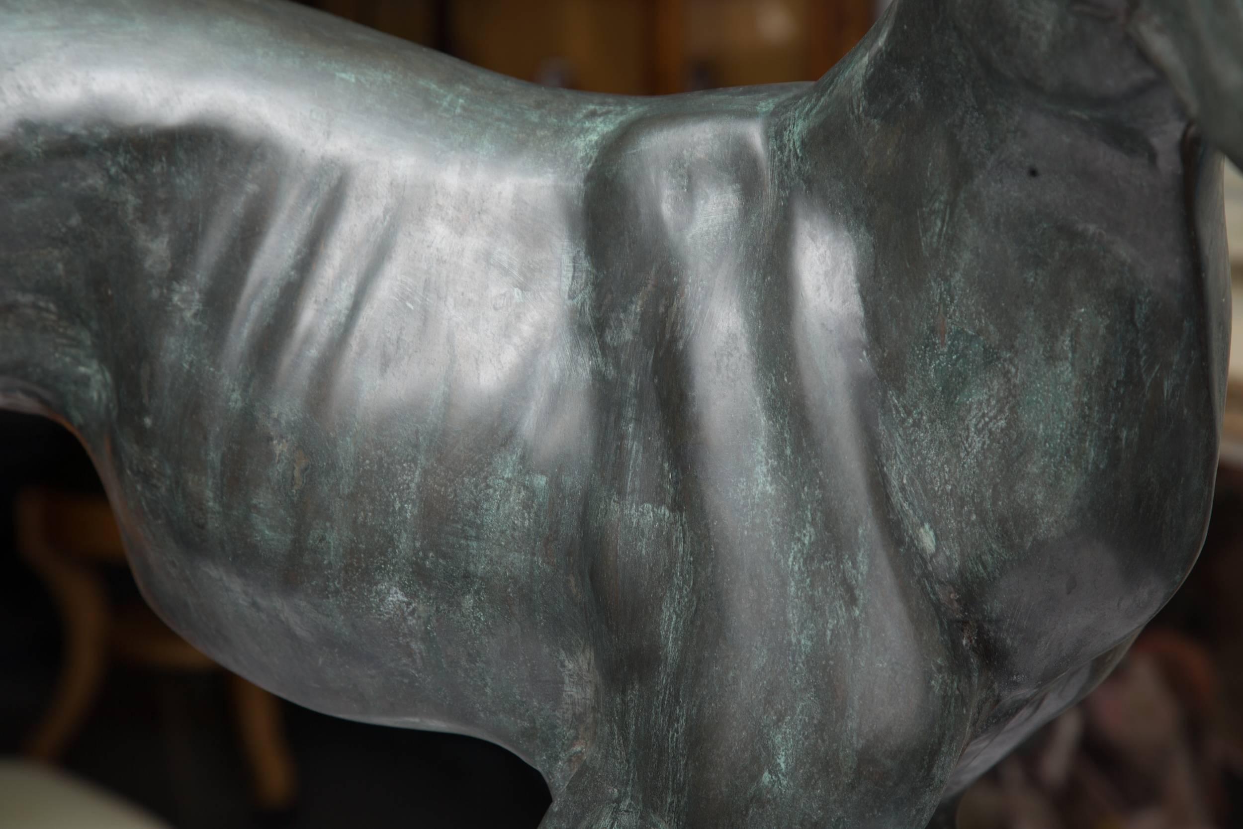 Patinated 20th Century Bronzed Whippet