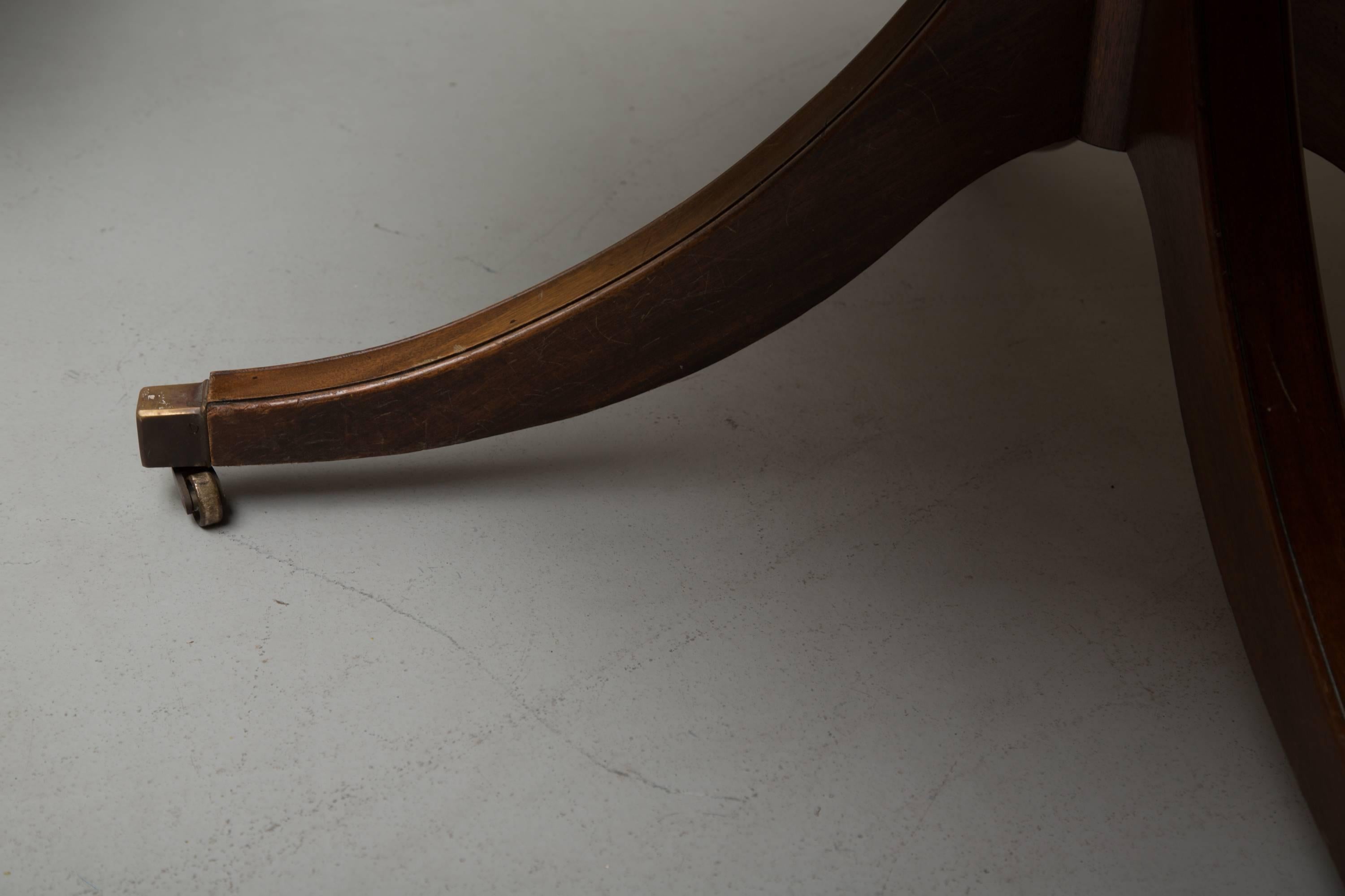 English Mahogany Drum Table with Leather Inset 1