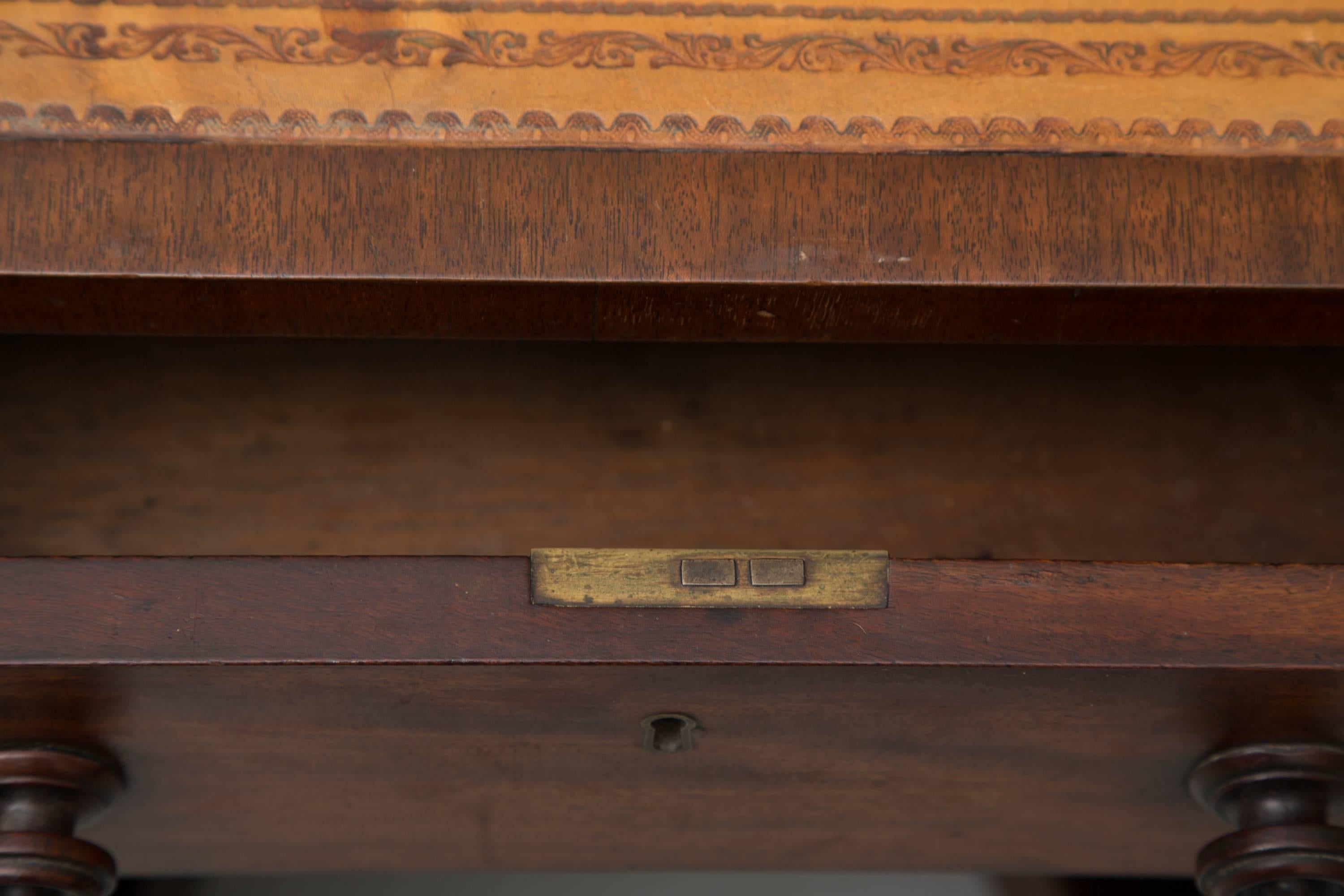 Stained 19th Century Mahogany Knee Hole Desk For Sale