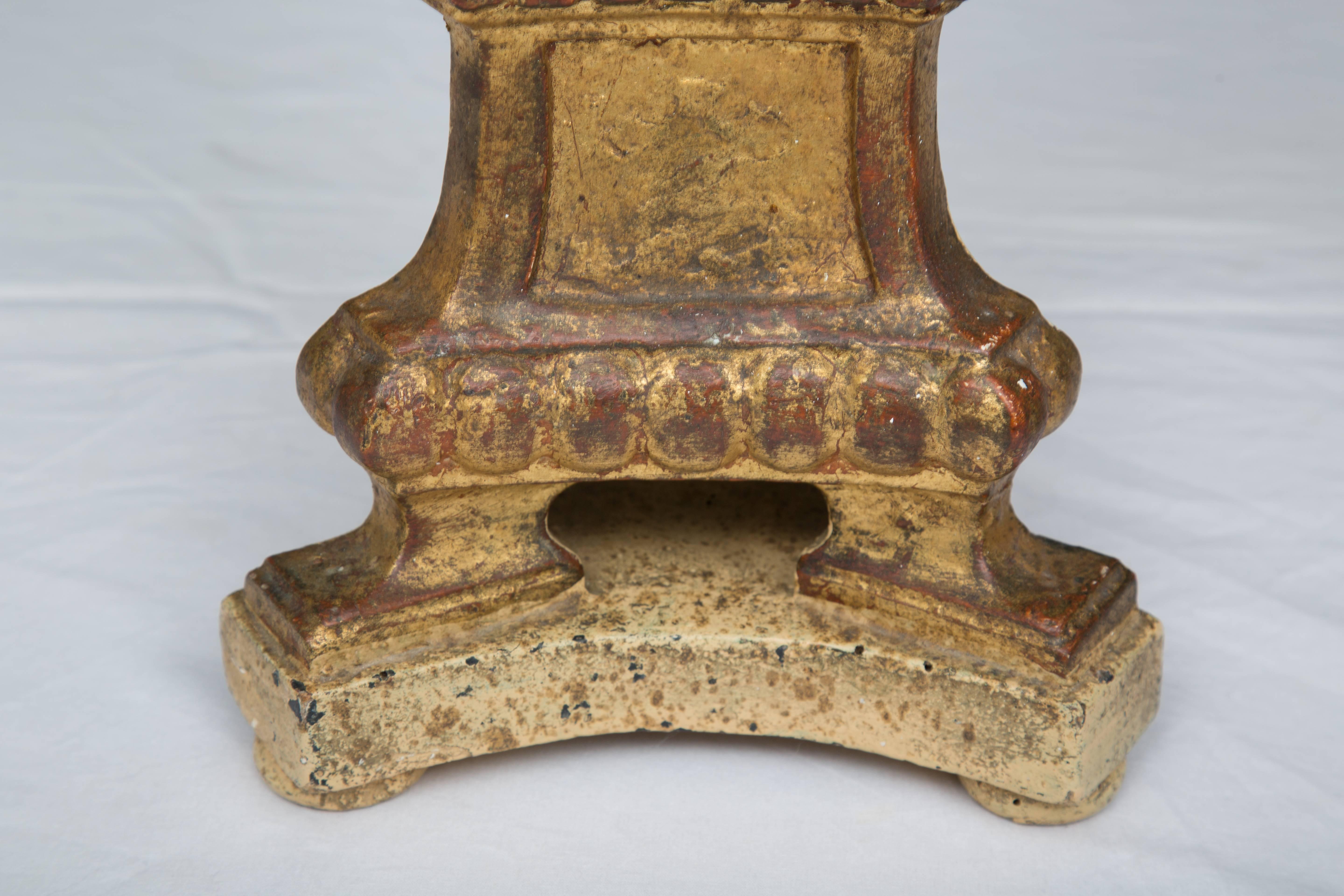 A Pair of Italian Carved Giltwood Pricket Sticks, 19th Century In Good Condition In WEST PALM BEACH, FL