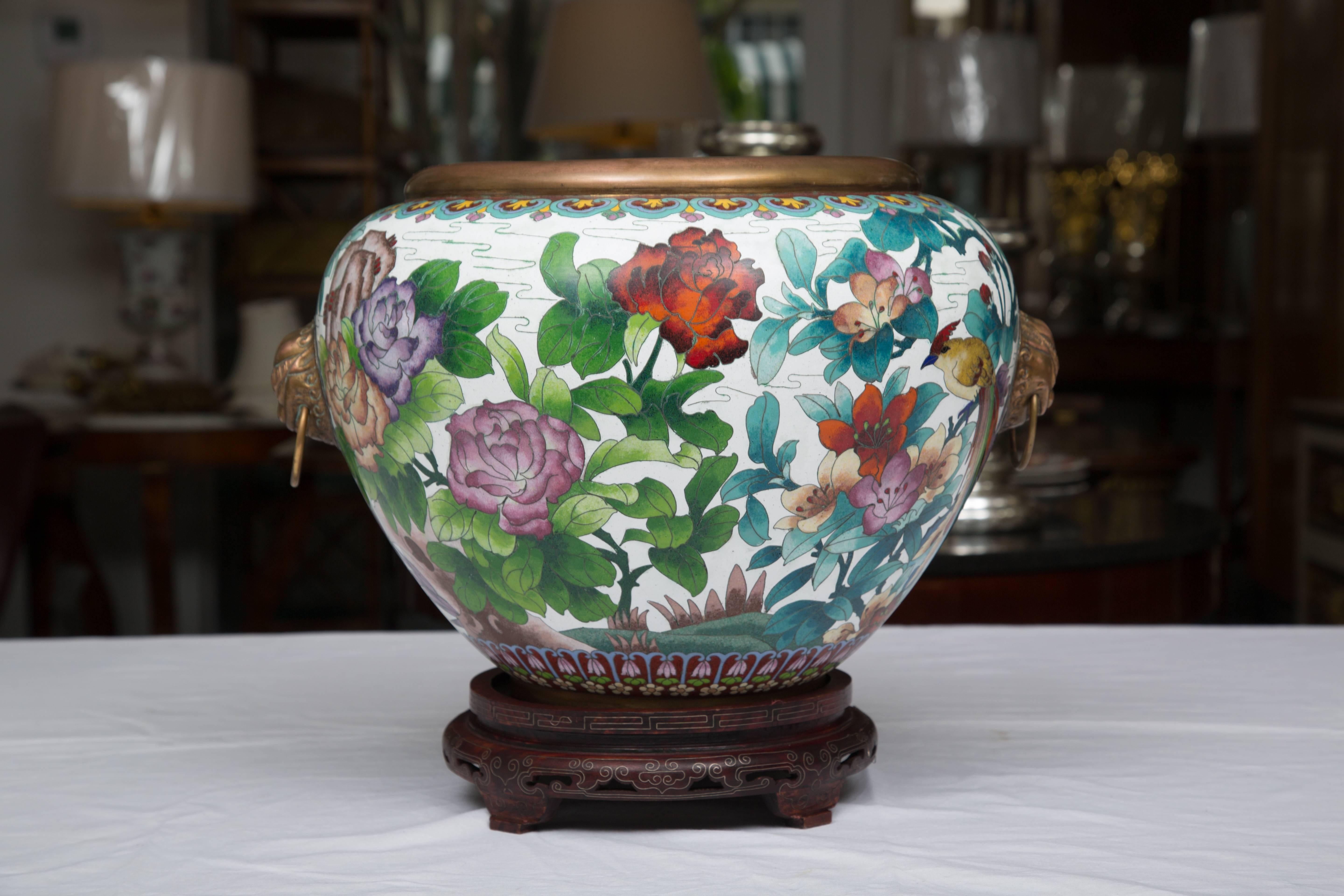 Copper Decorative Chinese Cloisonné Jardineire