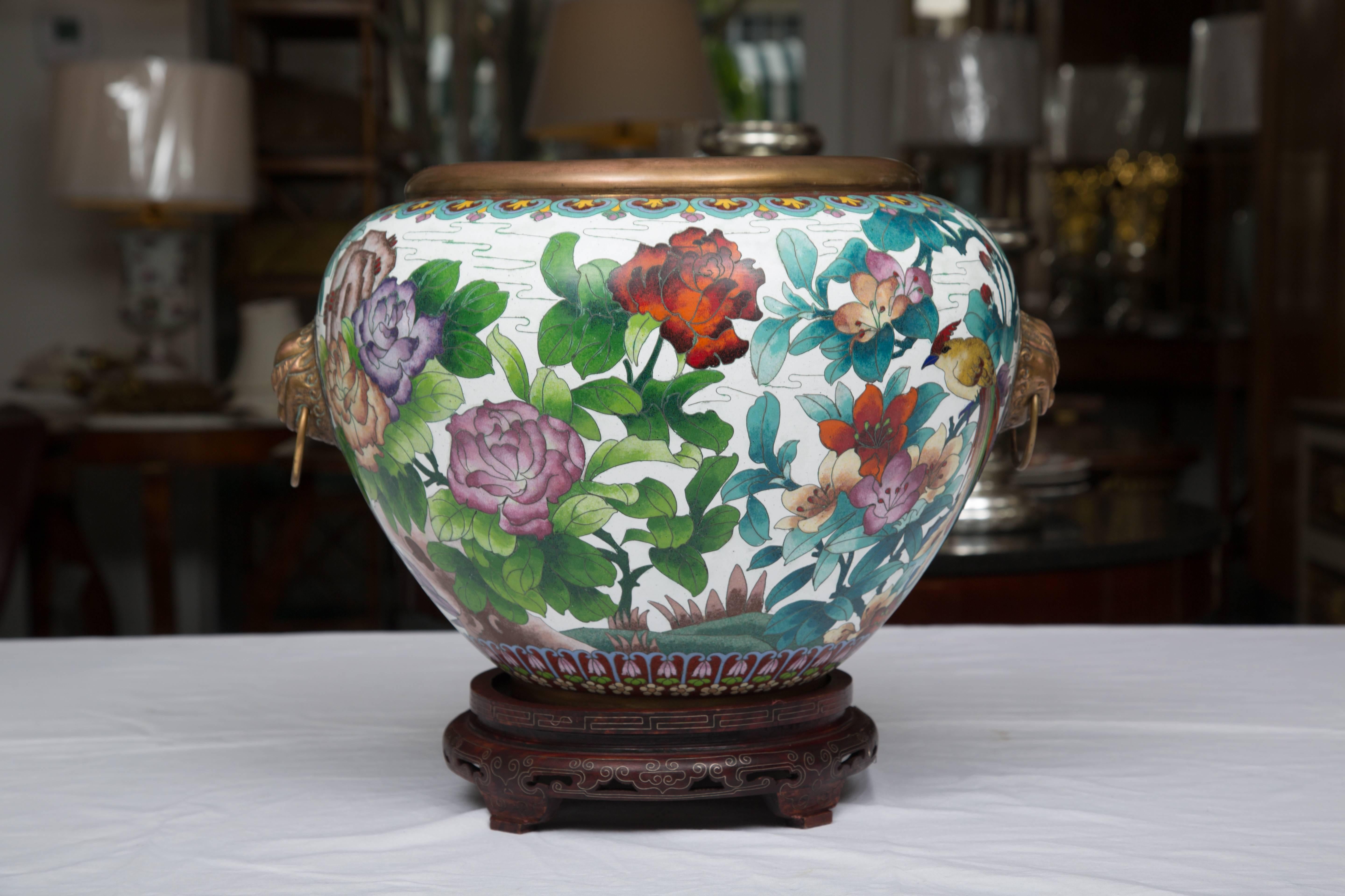 Copper Decorative Chinese Cloisonné Jardineire 