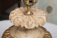Early 20th Century Architectural Carved Painted Urn as Lamps