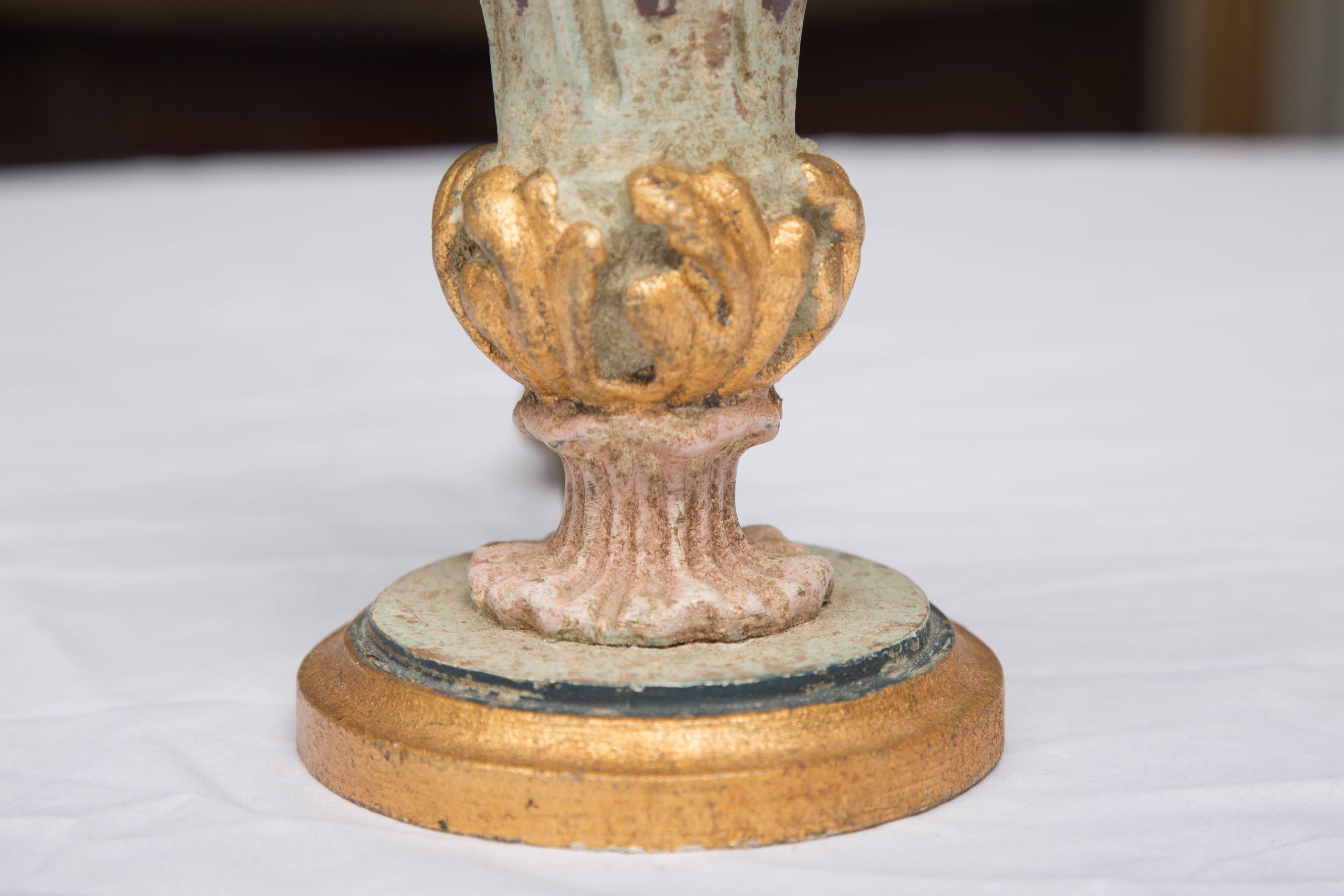 Other Hand-Painted and Parcel-Gilt Italian Candlesticks as Lamps