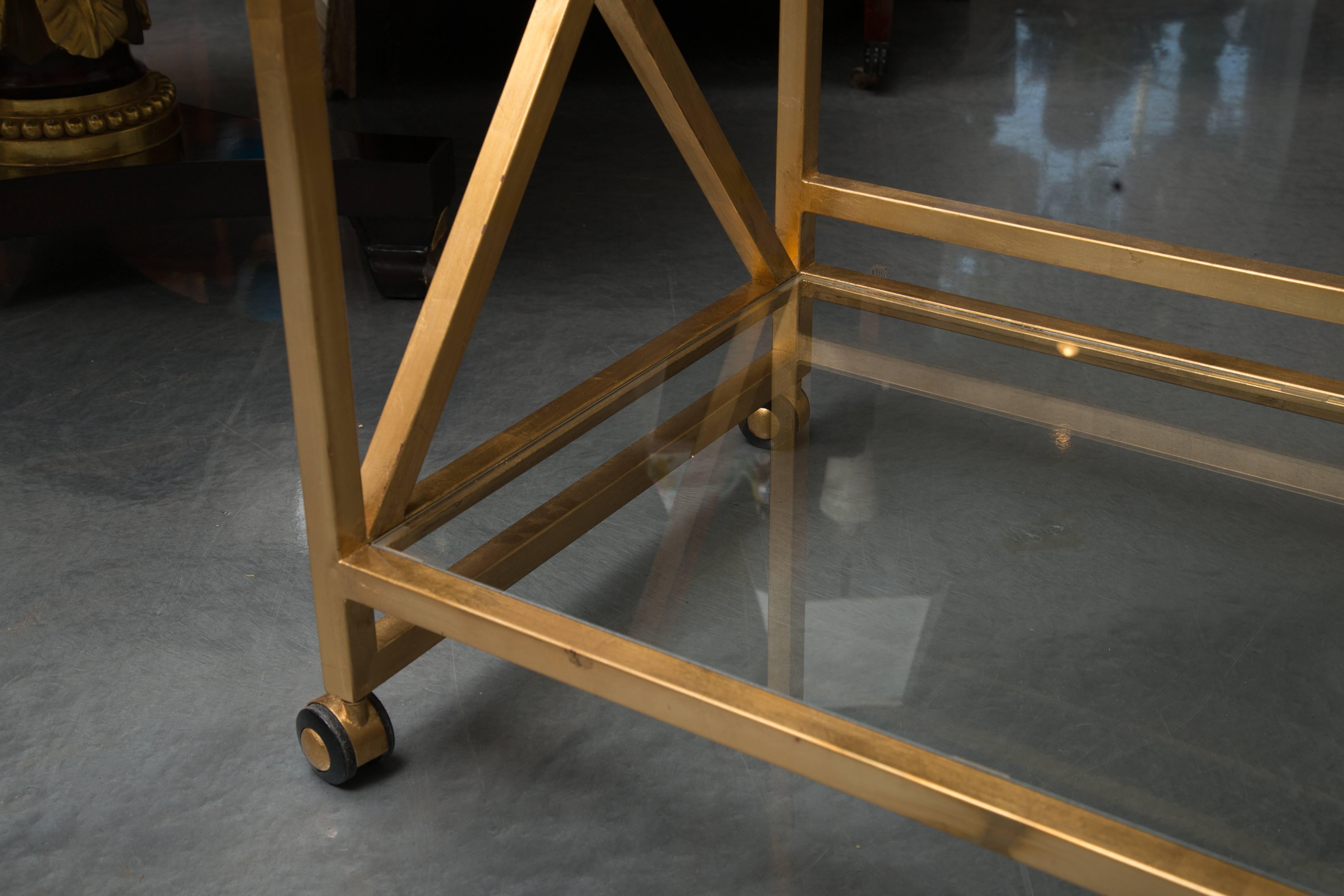 Gilt Metal Trolley with Glass Insets 2