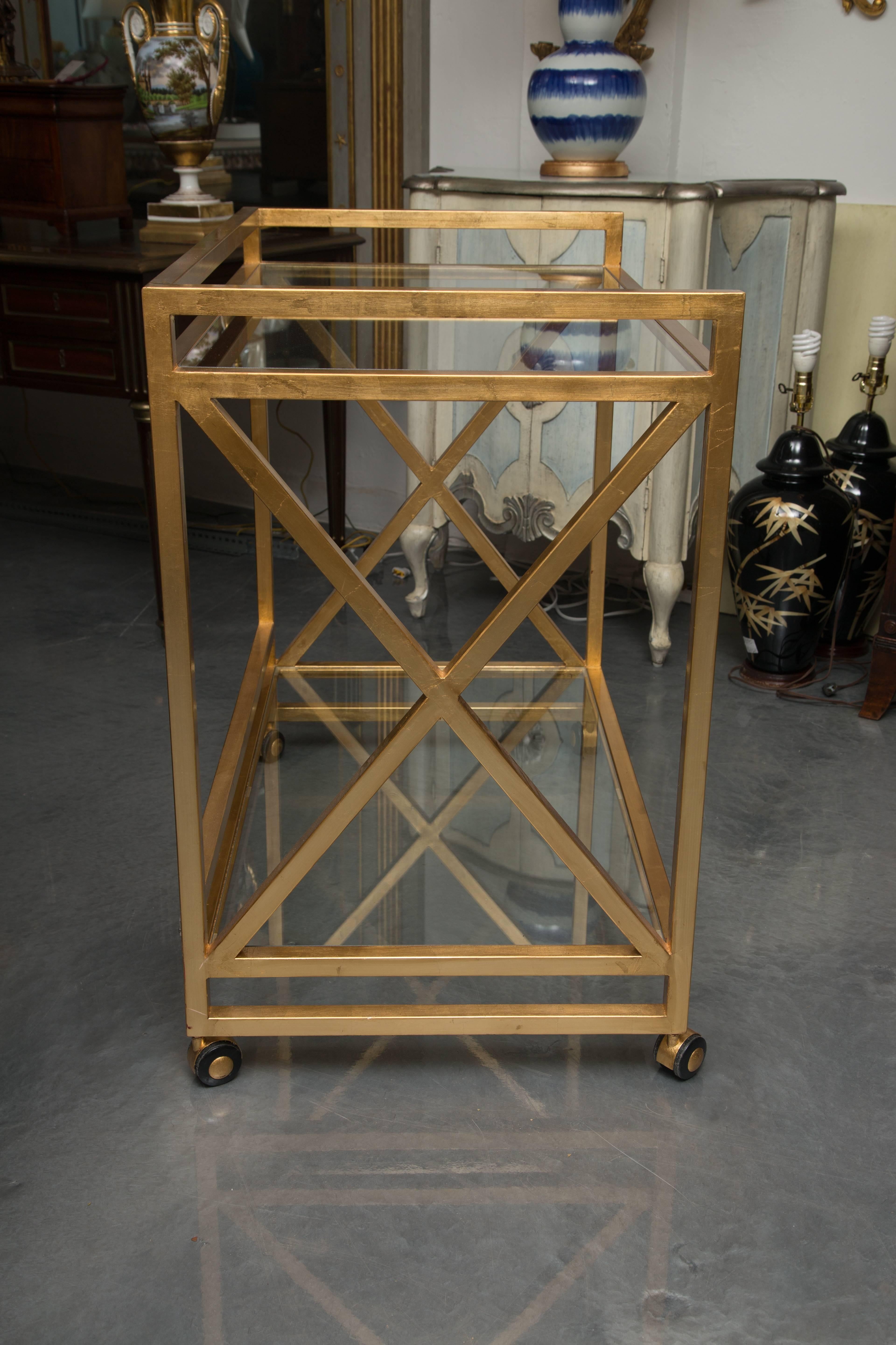 Other Gilt Metal Trolley with Glass Insets