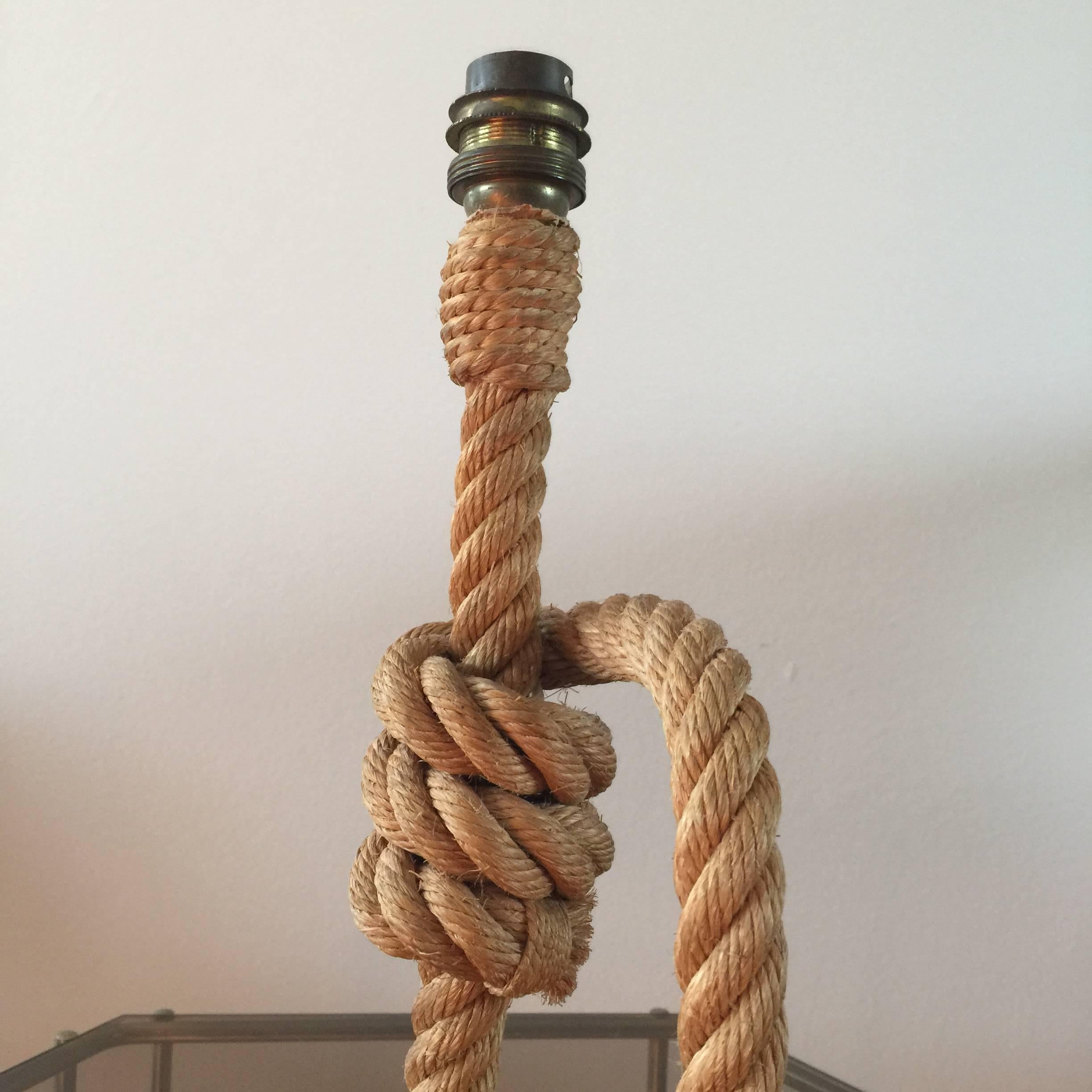 Single Audoux Minnet Rope Table or Desk Lamp, France, 1960s 1