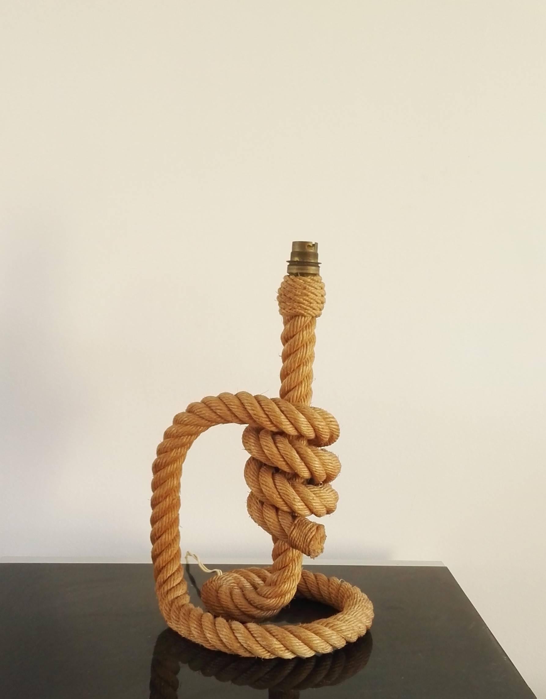 French Large Rope Table Lamp by Audoux Minet, France, 1960s
