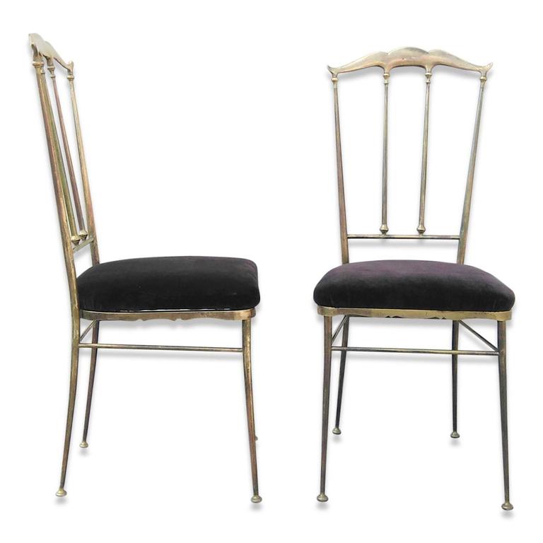Chiavari Pair of Solid Brass Chairs, Italy, 1960s In Good Condition In New York, NY