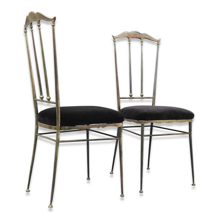 Mid-20th Century Chiavari Pair of Solid Brass Chairs, Italy, 1960s
