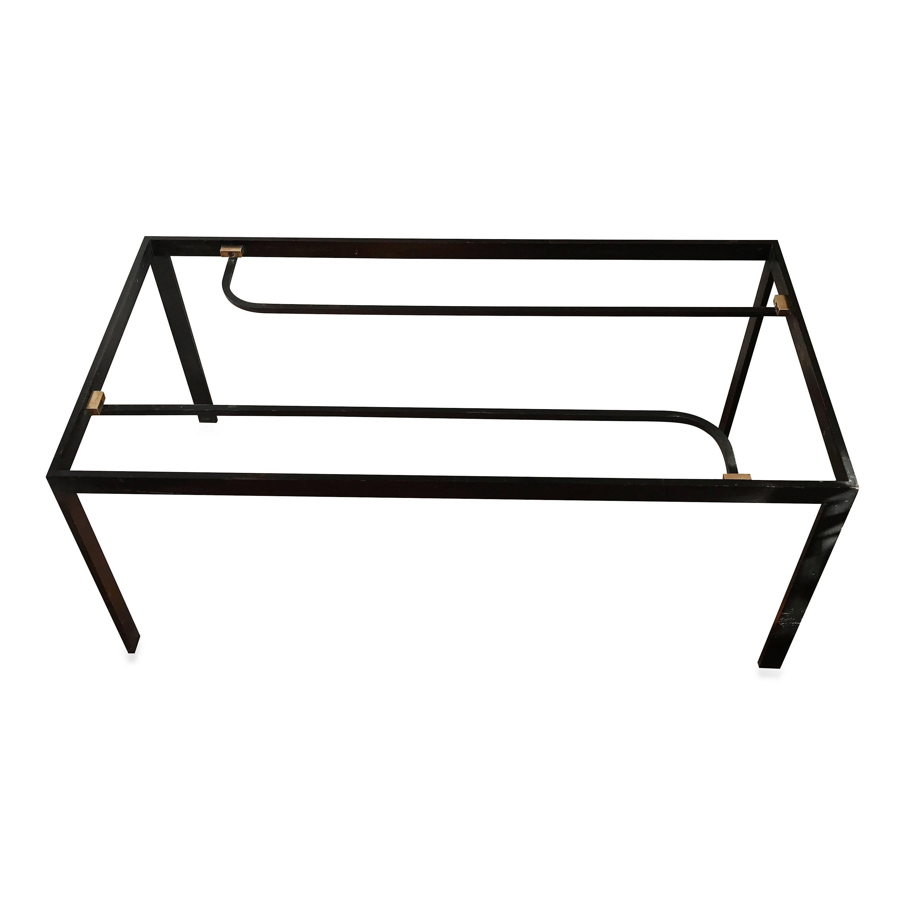 Mid-20th Century Minimalist Marble and Lacquered Steel Coffee Table, France, 1960s