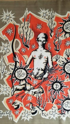 "Le Sagitaire" Tapiz temático de signos del zodiaco de Elie Grekoff, Francia, años 60