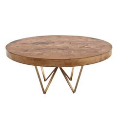 Maurits Round Marquetry Table in Reclaimed Oak from Old Italian Wine Barrels 1