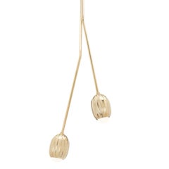 Poppy V. Floral Two-arm Chandelier in Lost Wax Cast Brass