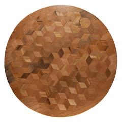Maurits Round Marquetry Table in Reclaimed Oak with Brass Legs by Fred&Juul