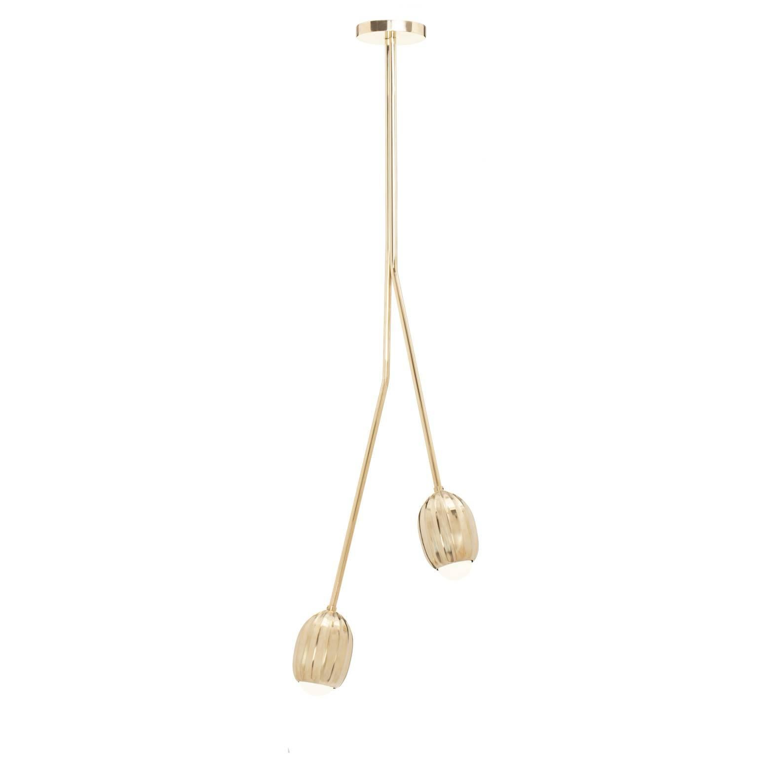 Combining stems that carry the blooming buds, from a couple that looks simply poetic, up to a whole bouquet that appears extravagantly scenic. Lost wax cast by master craftsmen in Tuscany, Italy. 

This listing is for a brass chandelier composed of
