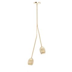 Poppy V. Floral Two-arm Chandelier in Lost Wax Cast Brass by Fred&Juul