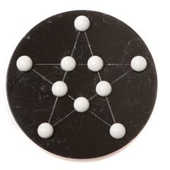 Cornelius Candleholder, Solitary Game and Centerpiece in Black Marble and Wood