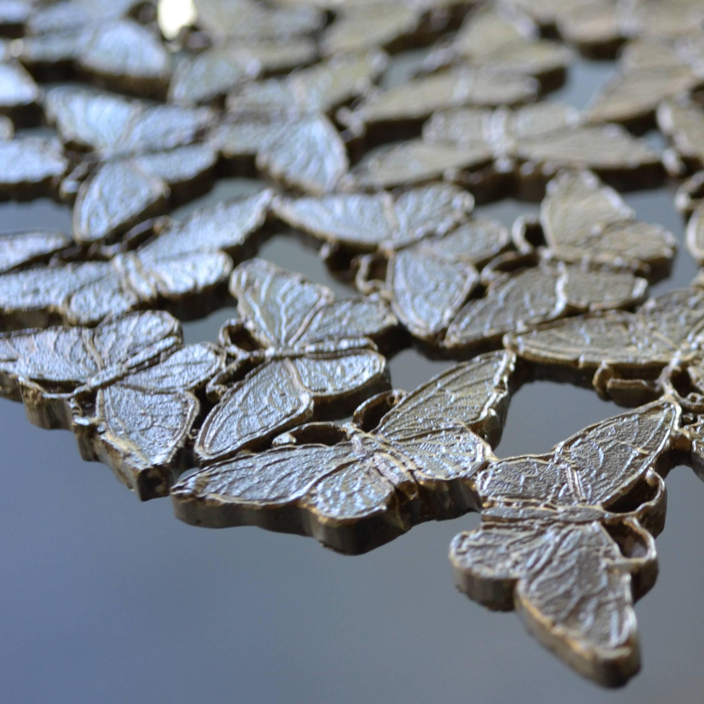 Patinated Jean White Bronze Lost Wax Cast Butterfly Indoor or Outdoor Coffee Table For Sale