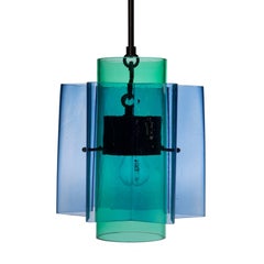 Petrona Colored Star-Shaped Pendant Chandelier in Blue and Green Blown Glass