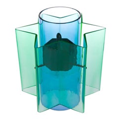 Lustre suspendu en forme d'étoile de couleur Petrona en verre soufflé vert et bleu