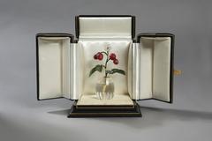 Early 20th Century Russian Faberge-Style Carved Sprig of Wild Strawberries