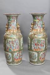 19th Century Pair of Large Famille Rose Canton Vases