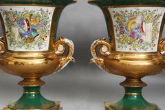 19th Century Pair of Large Russian Gardner Porcelain Campana Urns