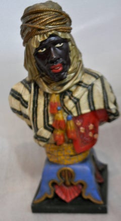 Pair of 19th Century Spelter Cold-Painted Busts of Middle Eastern Figures