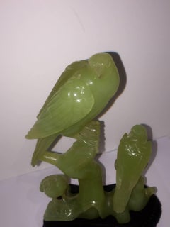 Early 20th Century, Chinese Carved Group of Three Birds Perched on Branches
