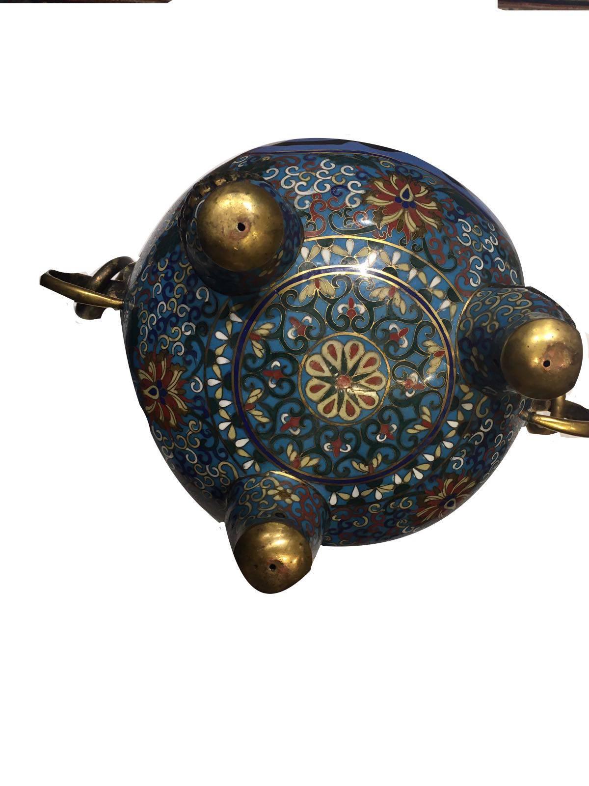 Ceramic Early 19th Century Cloisonné Incense Burner For Sale